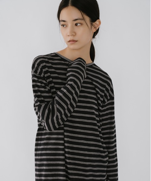 duei(デュイ)の「シアーボーダーロンT(Tシャツ/カットソー・レディース・ネイビー/ボルドー・FREE)」の3枚目の写真