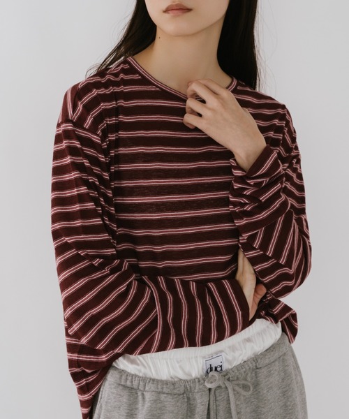 duei(デュイ)の「シアーボーダーロンT(Tシャツ/カットソー・レディース・ネイビー/ボルドー・FREE)」の14枚目の写真