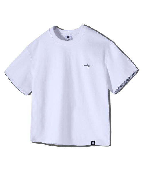 GHOST REPUBLIC(ゴーストリパブリック)の「クロップストライプ配色ロールアップ半袖Tシャツ GT-392_ホワイト(Tシャツ/カットソー・レディース・ホワイト・X-LARGE/LARGE/MEDIUM)」の9枚目の写真