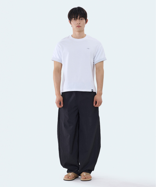 GHOST REPUBLIC(ゴーストリパブリック)の「クロップストライプ配色ロールアップ半袖Tシャツ GT-392_ホワイト(Tシャツ/カットソー・レディース・ホワイト・X-LARGE/LARGE/MEDIUM)」の7枚目の写真