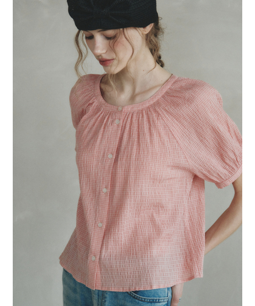 LENINA(レニーナ)の「CHLOE raglan check blouse_RED(シャツ/ブラウス・レディース・レッド・FREE)」の2枚目の写真