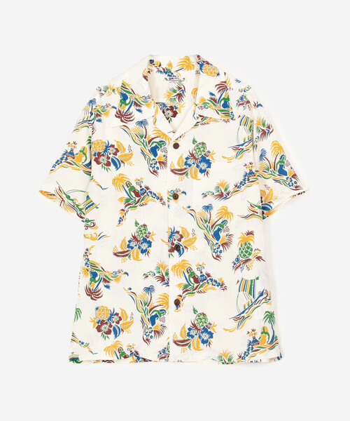SUN SURF（サンサーフ）の「SUN SURF | 半袖ハワイアンシャツ "ISLAND TRIP" WOMEN（シャツ/ブラウス・レディース・オフホワイト/ネイビー・S）」の2枚目の写真