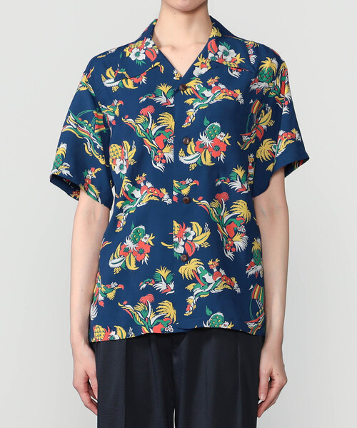SUN SURF（サンサーフ）の「SUN SURF | 半袖ハワイアンシャツ "ISLAND TRIP" WOMEN（シャツ/ブラウス・レディース・オフホワイト/ネイビー・S）」の4枚目の写真