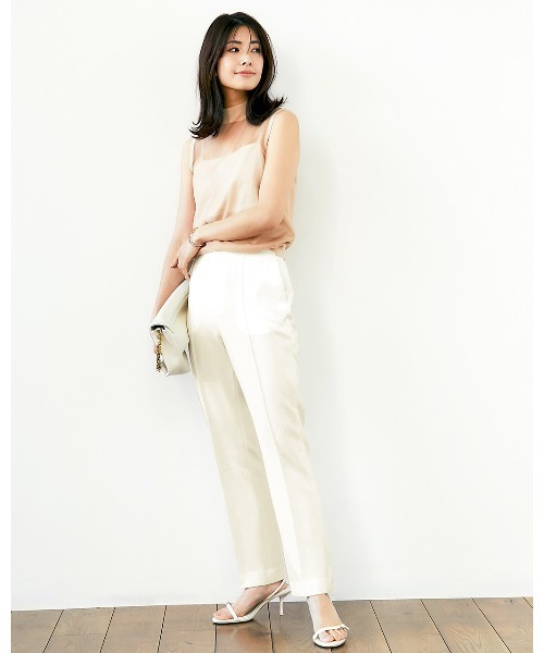 DoCLASSE( ドゥクラッセ)の「メランジWクロス・美脚ストレート/72cm(その他パンツ・レディース・オフホワイト/グレイッシュベージュ/ピンク・7/9/11/13)」の4枚目の写真