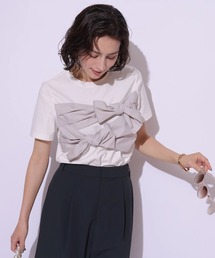 リボンペプラムドッキングカットソー（Tシャツ/カットソー）｜Arpege