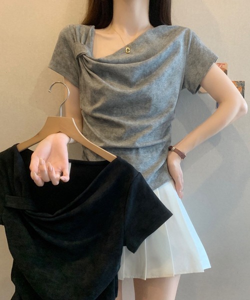 AMAJI(アマジ)の「タイダイ柄 ウエストマーク ワンショルダー 半袖Tシャツ(Tシャツ/カットソー・レディース・ホワイト/ブラック/グレー・MEDIUM/LARGE/X-LARGE)」の6枚目の写真