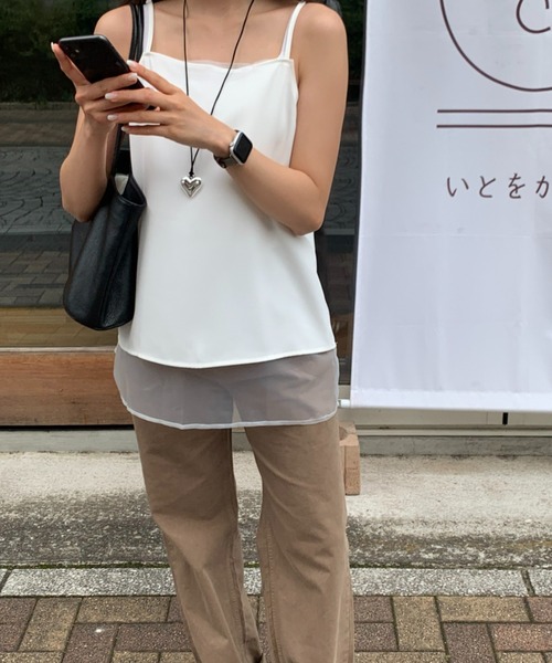 mineng(マイング)の「【シアー/アジャスター付き】レイヤードキャミワンピース(その他トップス・レディース・ホワイト・FREE)」の3枚目の写真
