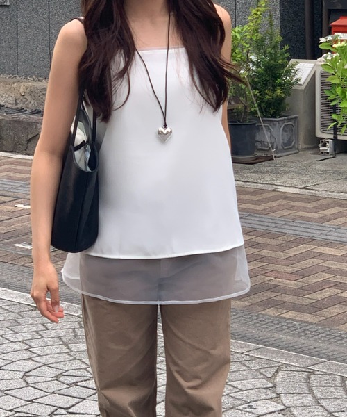 mineng(マイング)の「【シアー/アジャスター付き】レイヤードキャミワンピース(その他トップス・レディース・ホワイト・FREE)」の4枚目の写真