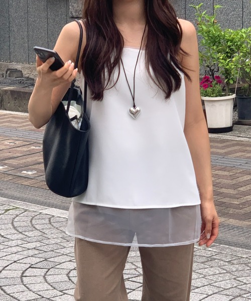 mineng(マイング)の「【シアー/アジャスター付き】レイヤードキャミワンピース(その他トップス・レディース・ホワイト・FREE)」の6枚目の写真