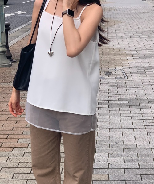 mineng(マイング)の「【シアー/アジャスター付き】レイヤードキャミワンピース(その他トップス・レディース・ホワイト・FREE)」の10枚目の写真