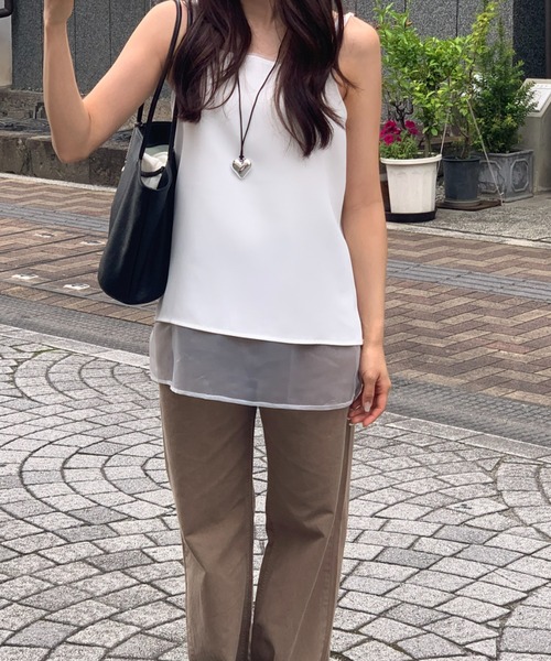 mineng(マイング)の「【シアー/アジャスター付き】レイヤードキャミワンピース(その他トップス・レディース・ホワイト・FREE)」の9枚目の写真