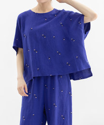 Ciel リネンレーヨン花刺繍トップス