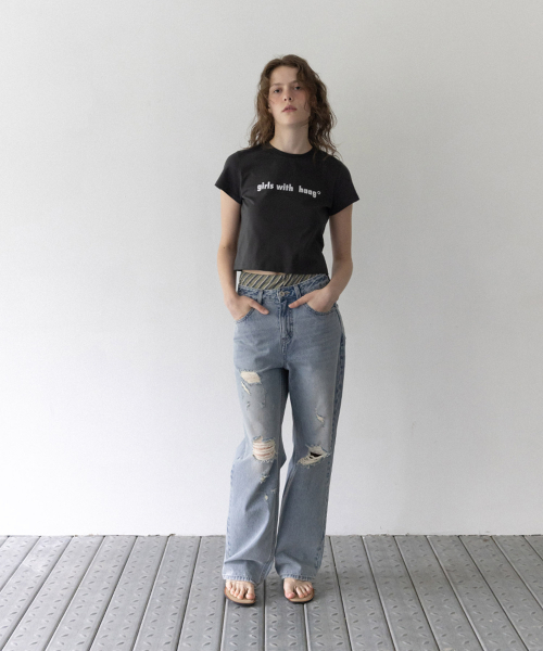 haag（ヘイグ）の「a destroyed denim (light blue)（デニムパンツ・レディース・その他・SMALL/MEDIUM）」の8枚目の写真