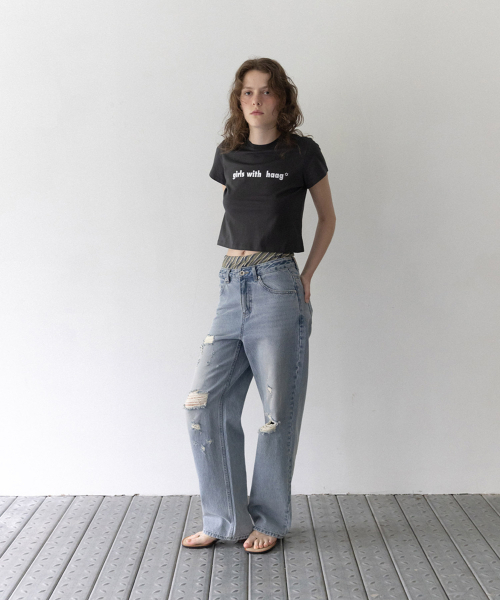 haag（ヘイグ）の「a destroyed denim (light blue)（デニムパンツ・レディース・その他・SMALL/MEDIUM）」の9枚目の写真