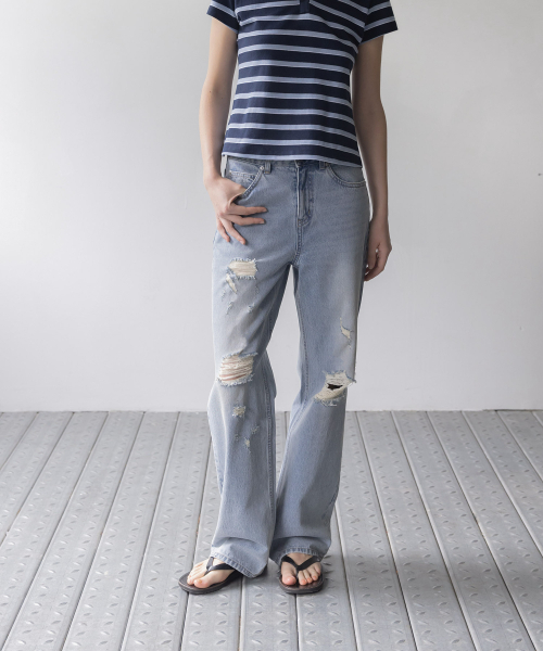 haag（ヘイグ）の「a destroyed denim (light blue)（デニムパンツ・レディース・その他・SMALL/MEDIUM）」の10枚目の写真