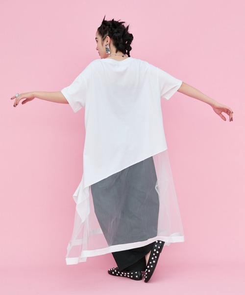 manana suerte(マニャーナスエルテ)の「チュール切替Tシャツ(Tシャツ/カットソー・レディース・ホワイト/ブラック・FREE)」の14枚目の写真