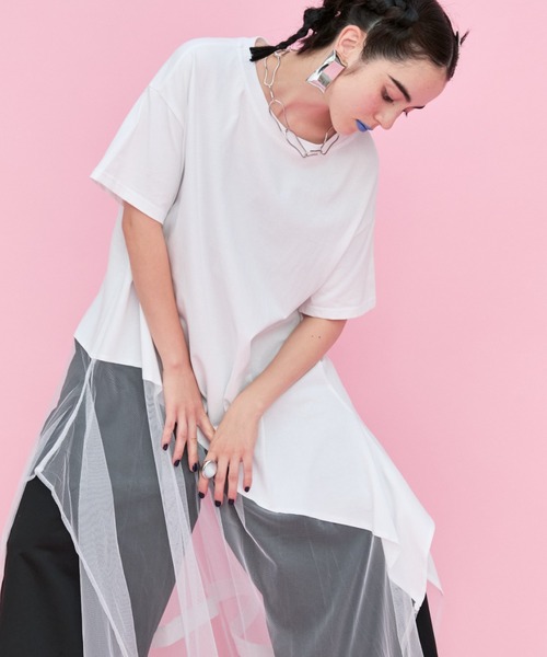 manana suerte(マニャーナスエルテ)の「チュール切替Tシャツ(Tシャツ/カットソー・レディース・ホワイト/ブラック・FREE)」の16枚目の写真