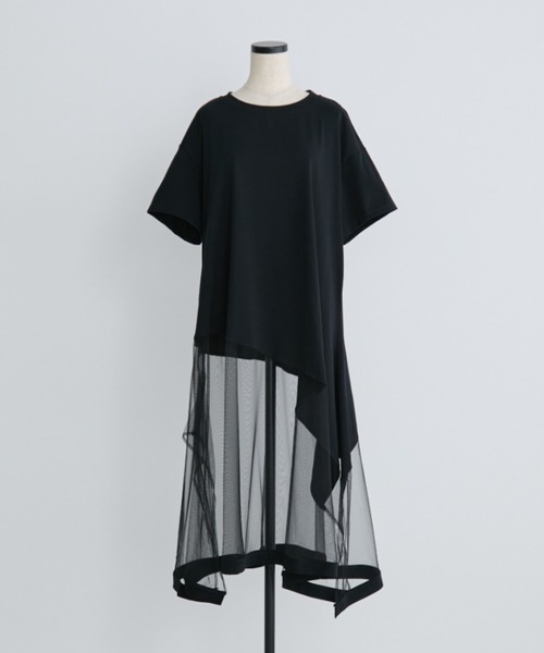 manana suerte(マニャーナスエルテ)の「チュール切替Tシャツ(Tシャツ/カットソー・レディース・ホワイト/ブラック・FREE)」の9枚目の写真