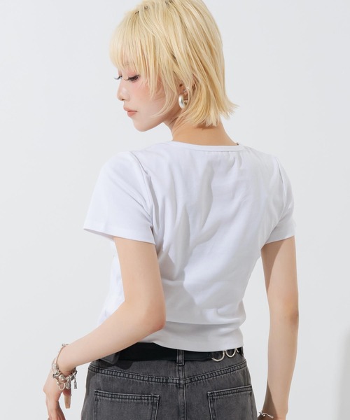 ANAP(アナップ)の「英字プリントクロップド丈Tシャツ(Tシャツ/カットソー・レディース・ブラック/ホワイト/ライトグレー・F)」の12枚目の写真