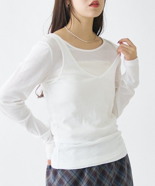 COLONY 2139(コロニートゥーワンスリーナイン)の「2WAYシアーレイヤードTシャツ(Tシャツ/カットソー・レディース・ブラック/オフホワイト/ブラウン・FREE)」の5枚目の写真
