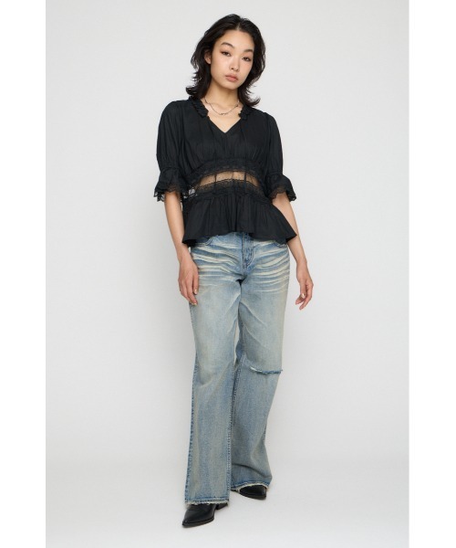 LAGUA GEM(ラグアジェム)の「PUFF SLEEVE AIRY トップス(シャツ/ブラウス・レディース・ホワイト/ブラック・FREE)」の6枚目の写真