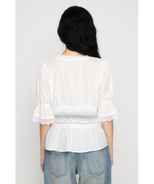 LAGUA GEM(ラグアジェム)の「PUFF SLEEVE AIRY トップス(シャツ/ブラウス・レディース・ホワイト/ブラック・FREE)」の12枚目の写真