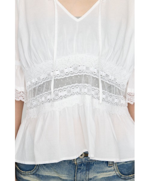 LAGUA GEM(ラグアジェム)の「PUFF SLEEVE AIRY トップス(シャツ/ブラウス・レディース・ホワイト/ブラック・FREE)」の14枚目の写真