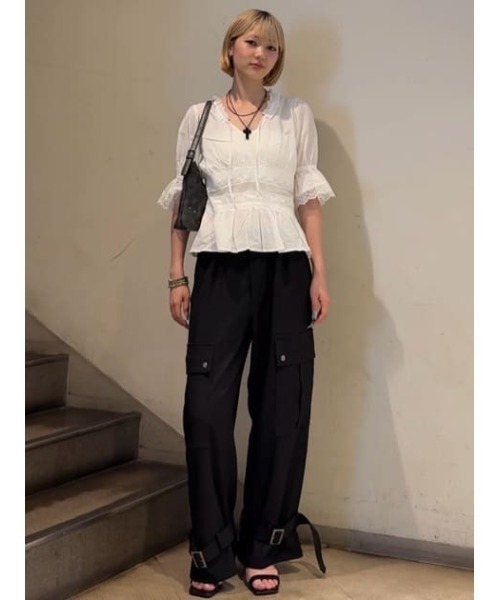 LAGUA GEM(ラグアジェム)の「PUFF SLEEVE AIRY トップス(シャツ/ブラウス・レディース・ホワイト/ブラック・FREE)」の18枚目の写真