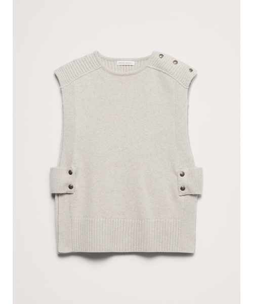 Banana Republic（バナナリパブリック）の「ウールカシミヤ サイドスナップ ニットベスト（ニット/セーター・レディース・ナチュラル/チャコールグレー・L/M/S/XS）」の9枚目の写真