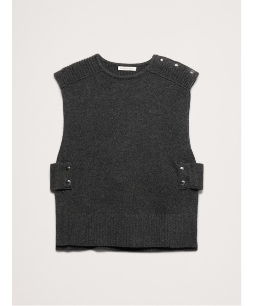 Banana Republic（バナナリパブリック）の「ウールカシミヤ サイドスナップ ニットベスト（ニット/セーター・レディース・ナチュラル/チャコールグレー・L/M/S/XS）」の5枚目の写真