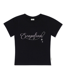 トワイライトプリントスリムフィット半袖Tシャツブラック