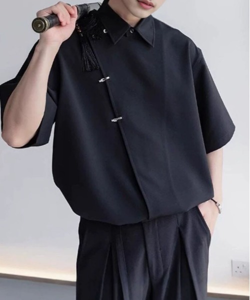 DOUBLE STEAL(ダブルスティール)の「DSチャイナデザイン半袖シャツ(シャツ/ブラウス・メンズ・ホワイト/ブラック・X-LARGE/LARGE/MEDIUM)」の2枚目の写真