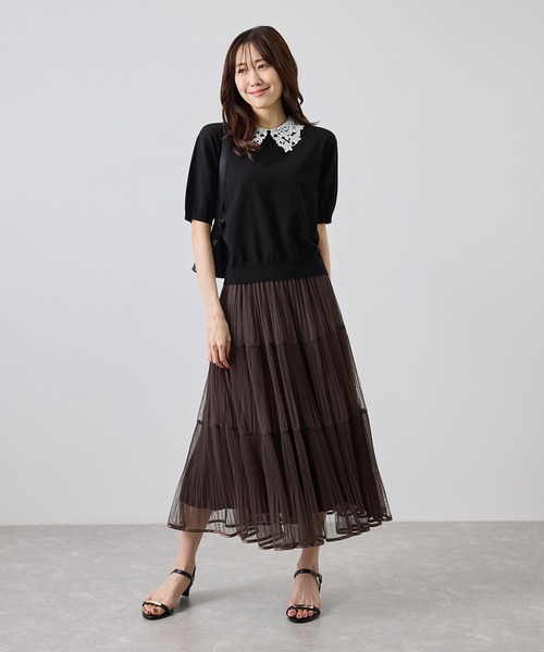 ROPE' PICNIC(ロペピクニック)の「襟レースハーフスリーブニットプルオーバー(ニット/セーター・レディース・ブラック/ライトグレー/ワイン・M/S)」の13枚目の写真