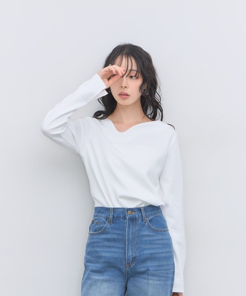 &. NOSTALGIA(アンドドットノスタルジア)の「UVカーブネックトップス(Tシャツ/カットソー・レディース・ブラック/ホワイト・M)」の20枚目の写真