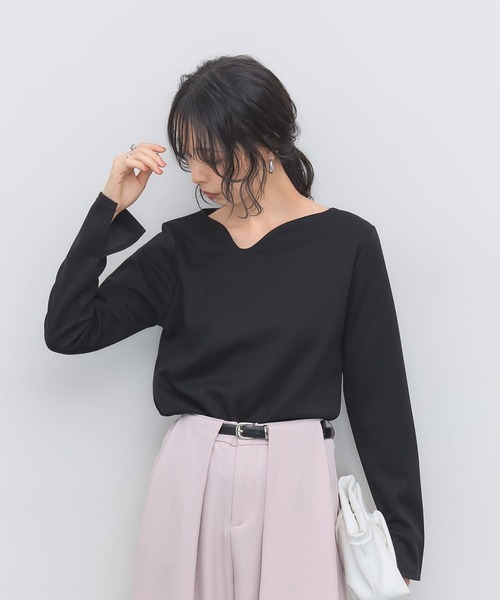 &. NOSTALGIA(アンドドットノスタルジア)の「UVカーブネックトップス(Tシャツ/カットソー・レディース・ブラック/ホワイト・M)」の16枚目の写真