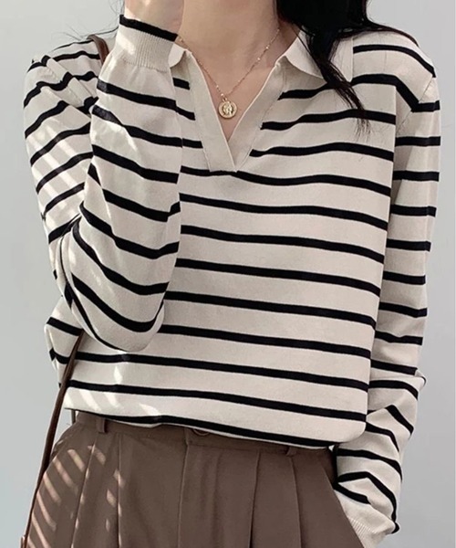 CHUN CHUN NOTES(チュンチュンノーツ)の「韓国風シンプルレディース服(Tシャツ/カットソー・レディース・ベージュ・M)」の5枚目の写真