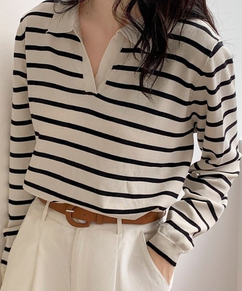 CHUN CHUN NOTES(チュンチュンノーツ)の「韓国風シンプルレディース服(Tシャツ/カットソー・レディース・ベージュ・M)」の8枚目の写真