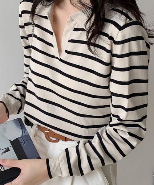 CHUN CHUN NOTES(チュンチュンノーツ)の「韓国風シンプルレディース服(Tシャツ/カットソー・レディース・ベージュ・M)」の9枚目の写真