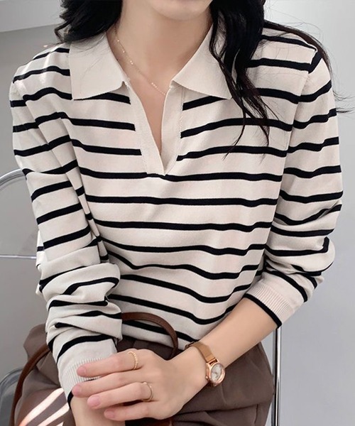 CHUN CHUN NOTES(チュンチュンノーツ)の「韓国風シンプルレディース服(Tシャツ/カットソー・レディース・ベージュ・M)」の10枚目の写真