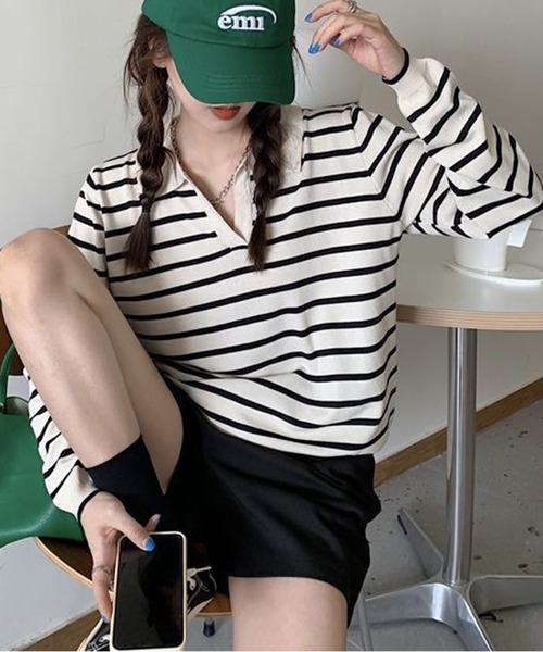 CHUN CHUN NOTES(チュンチュンノーツ)の「韓国風シンプルレディース服(Tシャツ/カットソー・レディース・ベージュ・M)」の11枚目の写真