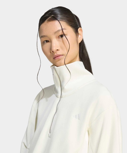 adidas(アディダス)の「ラックスフロー ピーチ スペーサー ルーズフィット ハーフジップ プルオーバー / アディダス adidas(スウェット・レディース・ホワイト・XX-LARGE/SMALL/MEDIUM/LARGE/X-LARGE)」の3枚目の写真