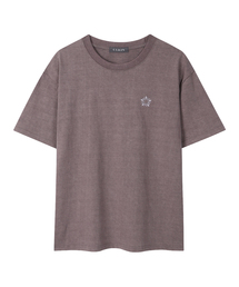 ムグン刺繍ピグメント半袖Tシャツ_ヴィンテージバーガンディ