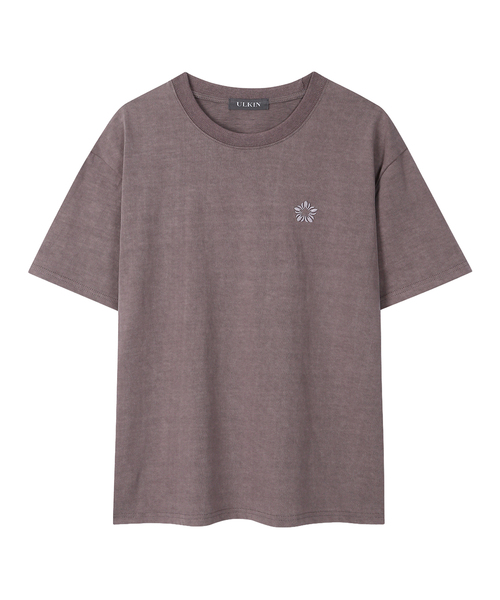 ULKIN(ウルキン)の「ムグン刺繍ピグメント半袖Tシャツ_ヴィンテージバーガンディ(Tシャツ/カットソー・レディース・バーガンディー・ONE)」の1枚目の写真