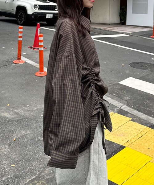 CIAOPANIC(チャオパニック)の「アソート柄シャーリングBIGシャツ(シャツ/ブラウス・レディース・ベージュ/サックスブルー/ブラウン・ONE SIZE)」の10枚目の写真