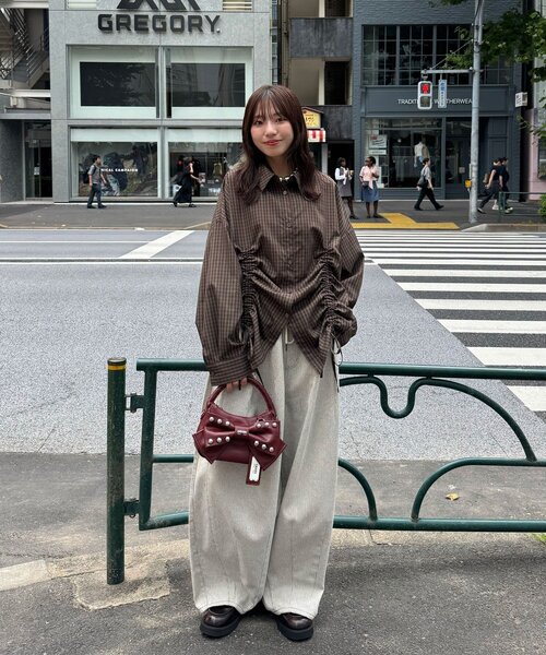 CIAOPANIC(チャオパニック)の「アソート柄シャーリングBIGシャツ(シャツ/ブラウス・レディース・ベージュ/サックスブルー/ブラウン・ONE SIZE)」の12枚目の写真