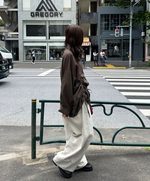 CIAOPANIC(チャオパニック)の「アソート柄シャーリングBIGシャツ(シャツ/ブラウス・レディース・ベージュ/サックスブルー/ブラウン・ONE SIZE)」の13枚目の写真