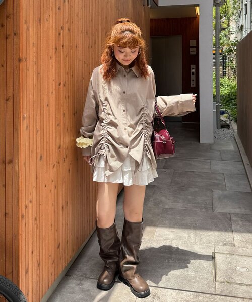 CIAOPANIC(チャオパニック)の「アソート柄シャーリングBIGシャツ(シャツ/ブラウス・レディース・ベージュ/サックスブルー/ブラウン・ONE SIZE)」の21枚目の写真