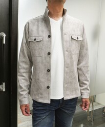 モタルドスモーク柄ライトスウェードストレッチポンチブルゾン