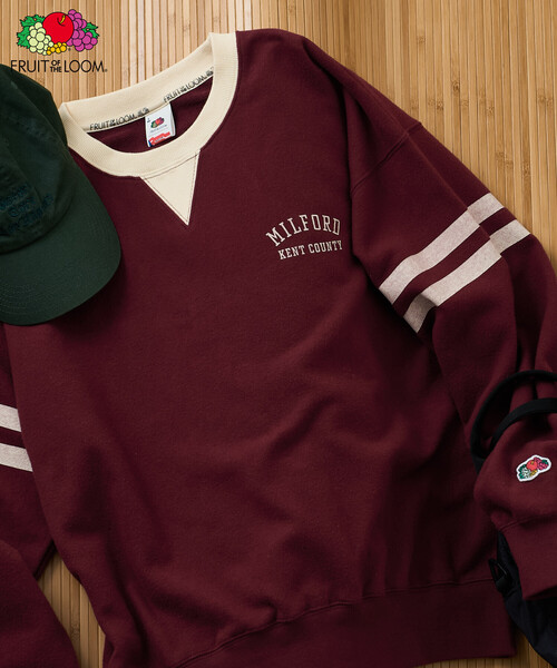 FREAK'S STORE（フリークスストア）の「FRUIT OF THE LOOM×FREAK'S STORE/フルーツオブザルーム 別注 配色ロゴスウェット/ライン ロゴスウェット（スウェット・レディース・ワイン/チャコール/ネイビー・ﾌﾘ-）」の3枚目の写真