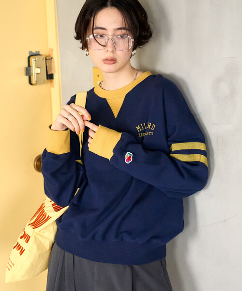 FREAK'S STORE（フリークスストア）の「FRUIT OF THE LOOM×FREAK'S STORE/フルーツオブザルーム 別注 配色ロゴスウェット/ライン ロゴスウェット（スウェット・レディース・ワイン/チャコール/ネイビー・ﾌﾘ-）」の16枚目の写真